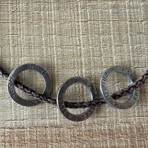 Silpada Sterling Silver and Brown Leather Necklace with 3 Charms